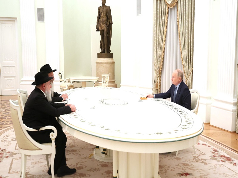 Встреча с главным раввином России Берлом Лазаром и президентом Федерации еврейских общин России Александром Бородой.